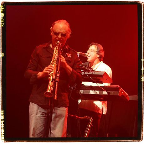 Onstage again playing soprano sax. I love the soprano, but it's lots of work, some Pink Floyd stuff here