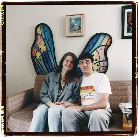 With wife Lise Sedrez, and Carnival butterfly wings taken in one of the parades in Rio