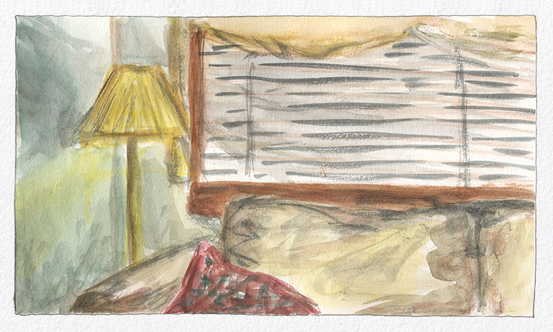 Watercolor and white gouache painting - The couch