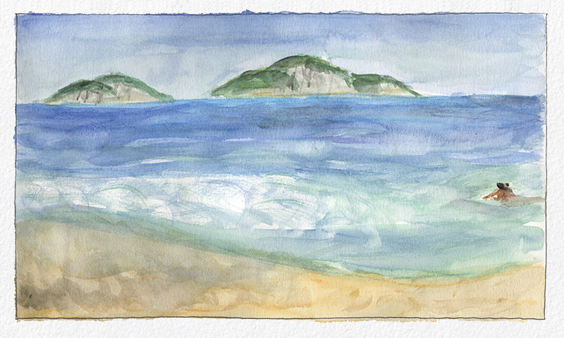 Watercolor painting - Ipanema: onda