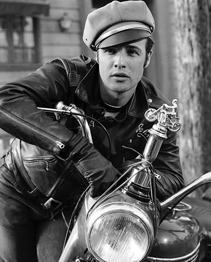 Marlon Brando on Harley Davidson motorcycle